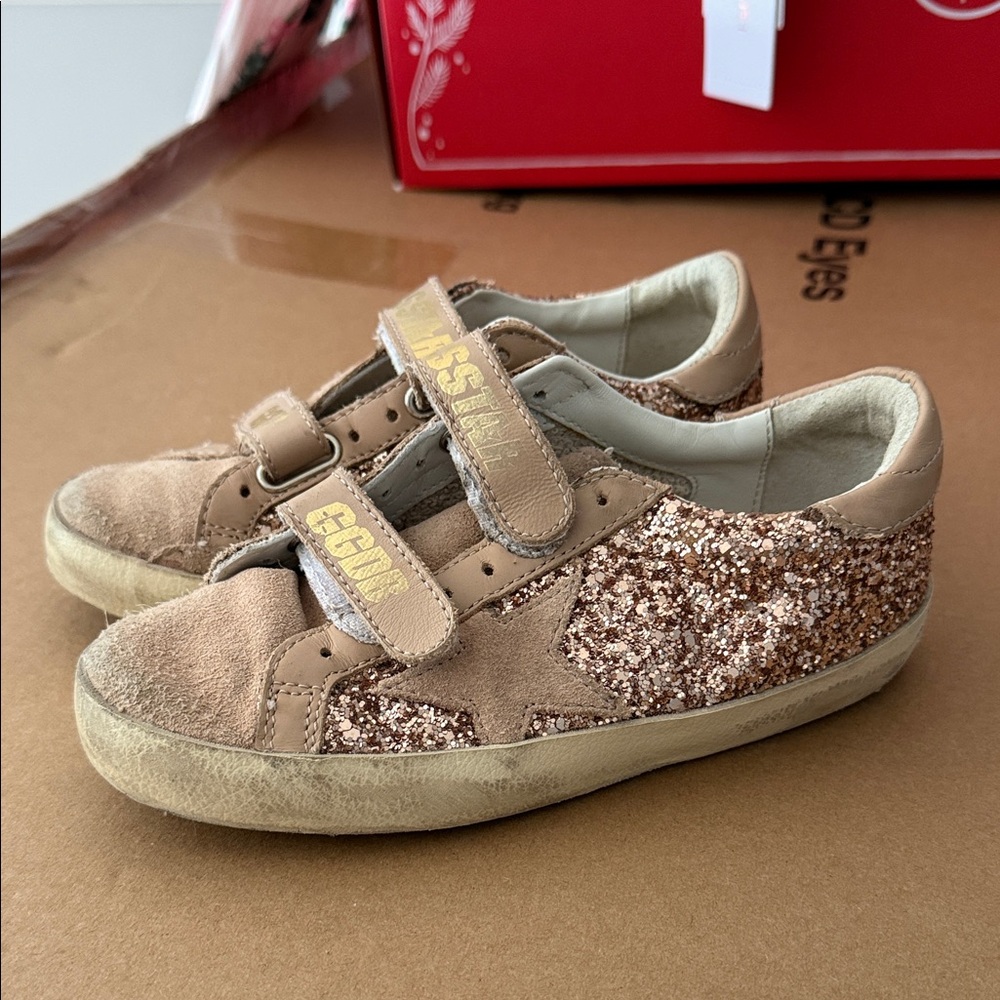Golden Goose Kids Sneakers - Glitter Gold and Tan